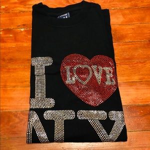 “I Love NY” Rhinestone Graphic T-Shirt